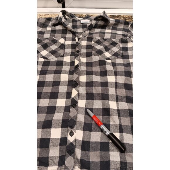 Large Columbia Button Up Plaid Long Sleeve Shirt Mens Gray Good Condition - Picture 7 of 12